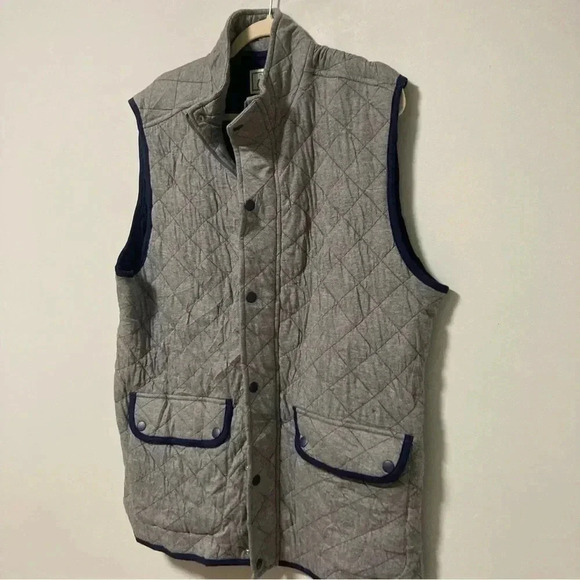 NWT Jos. A. Bank grey  cotton quilted navy vest - Picture 2 of 8